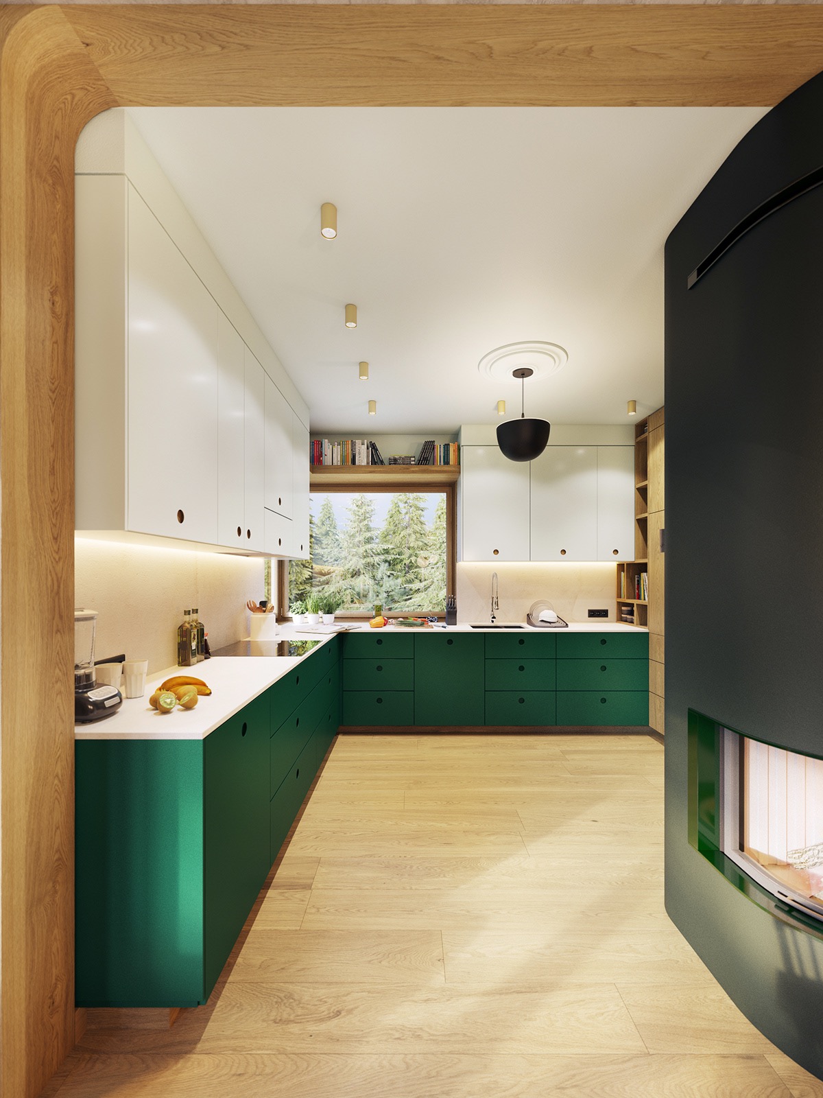 绿色点缀的温馨现代公寓设计