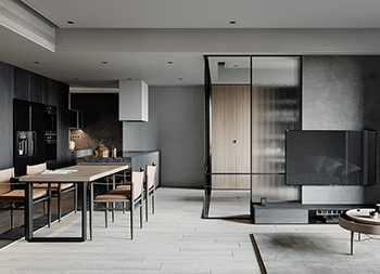 黑白灰+木质打造极简轻奢家居空间16设计网精选