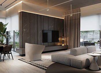 柔和的灯光营造温暖的现代美宅素材中国网精选