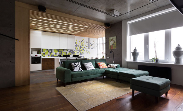 乌克兰80平米工业风格现代公寓设计