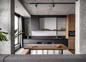 灰色+木质元素！Rybalsky工业风格现代公寓设计素材中国网精选
