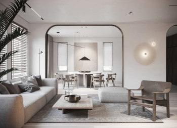灰色+木质元素！4间宁静优雅的现代家居空间设计素材中国网精选