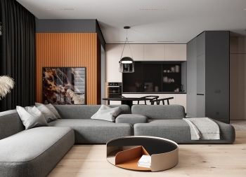 乌克兰Deep orange 70平小户型公寓设计16设计网精选
