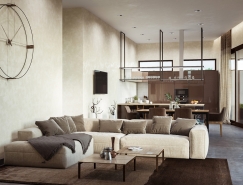  奶油色和咖啡色搭配 时尚而精致的现代公寓设计16设计网精选