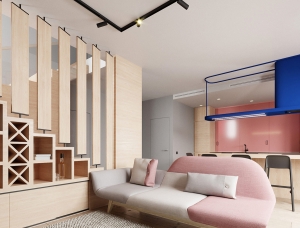 柔和舒缓！粉红+灰配色的家居设计普贤居素材网精选