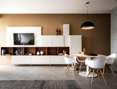 温暖的色彩和精细的质感：乌克兰现代公寓装修设计普贤居素材网精选