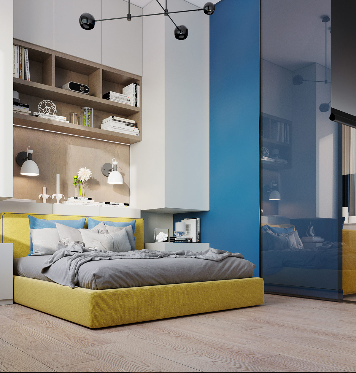 活泼的黄蓝搭配，营造充满活力的家居空间