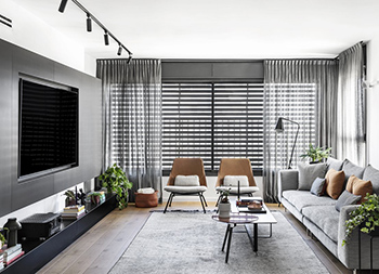 黑，白，灰！以色列现代极简风格公寓设计普贤居素材网精选