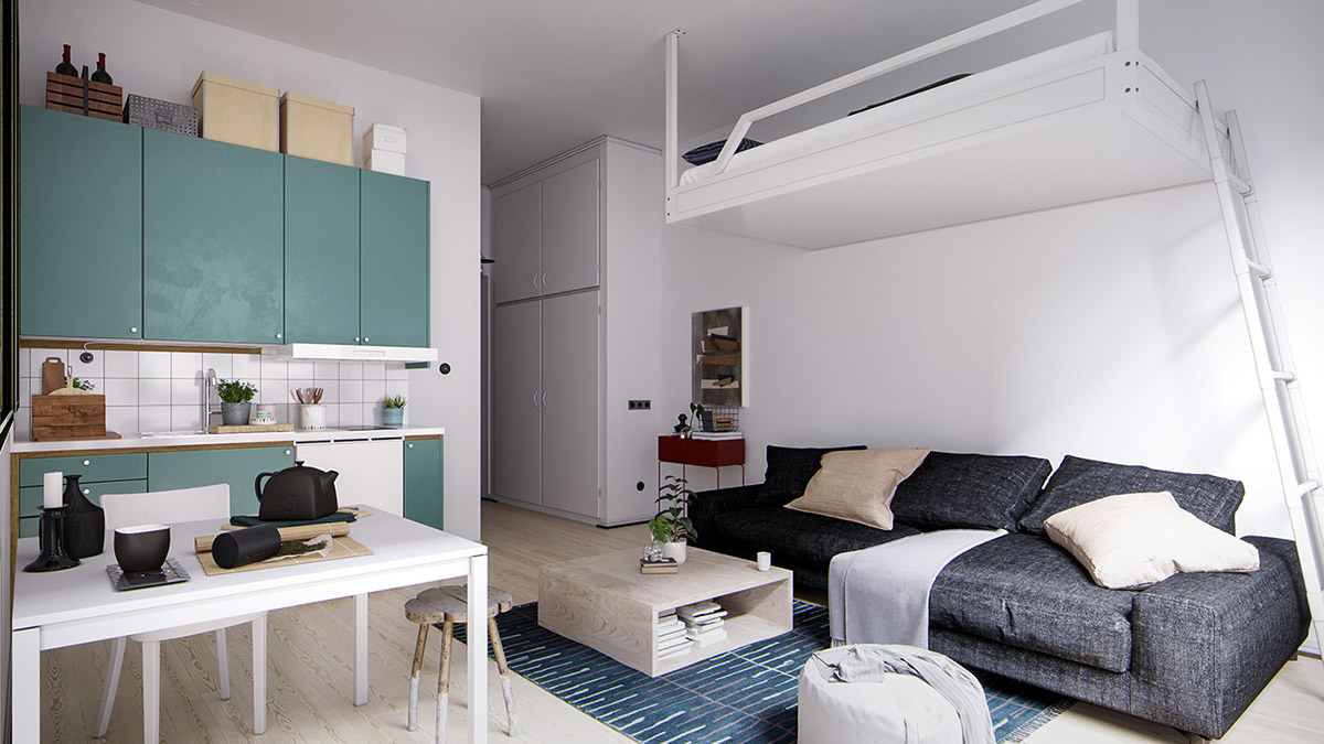 巧妙的空间利用：4个小户型公寓设计