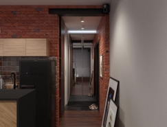 复古工业风格43平米小公寓设计普贤居素材网精选