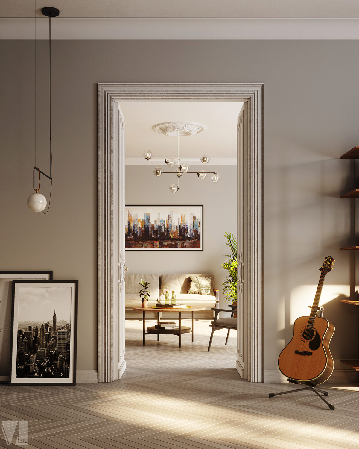 时尚的单色风格和古典装饰元素：3间舒适优雅的住宅空间