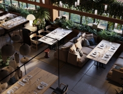 满眼葱绿的绿植:阿拉木图清新别致的餐厅设计普贤居素材网精选