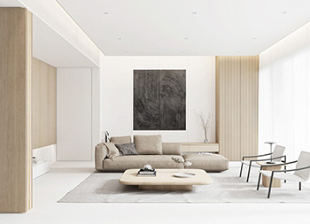 白色+自然木质元素，5个清新优雅的现代家居设计普贤居素材网精选