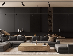 酷黑搭配木质色调：瑞典现代豪华公寓素材中国网精选