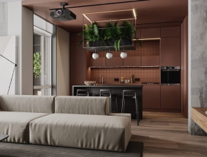 营造温馨的棕色：2套现代舒适的家居设计普贤居素材网精选