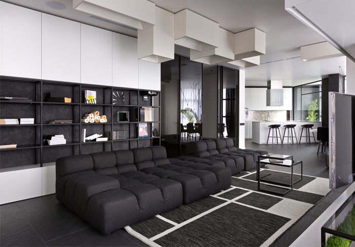 时尚极简的黑白公寓设计