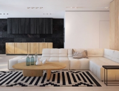 黑白和木色简约风格家居装修设计普贤居素材网精选