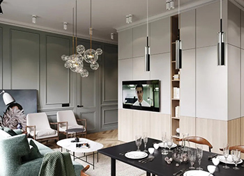 74平莫兰迪色现代简约风公寓设计普贤居素材网精选