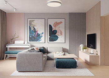 粉色+蓝色！清新舒缓，散发高雅气息的现代公寓16设计网精选