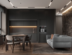 时尚主播的家 酷黑风格公寓设计普贤居素材网精选
