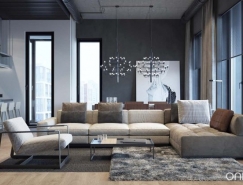 舒适与工业风格融合的现代Loft住宅设计普贤居素材网精选
