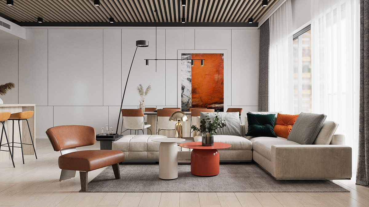 活力橙色演绎时尚现代家居空间