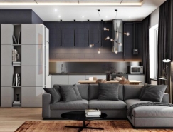 2个阳刚气质的深灰色公寓装修设计16图库网精选