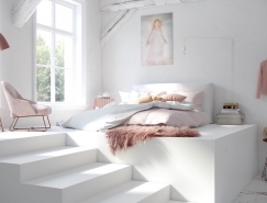 安静放松的白色卧室设计16设计网精选