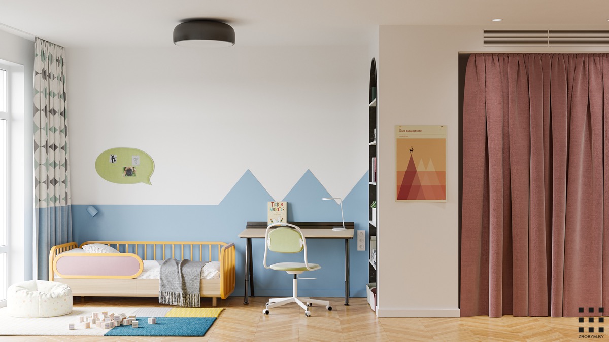 跳跃的色彩：明斯克100平米温馨公寓设计