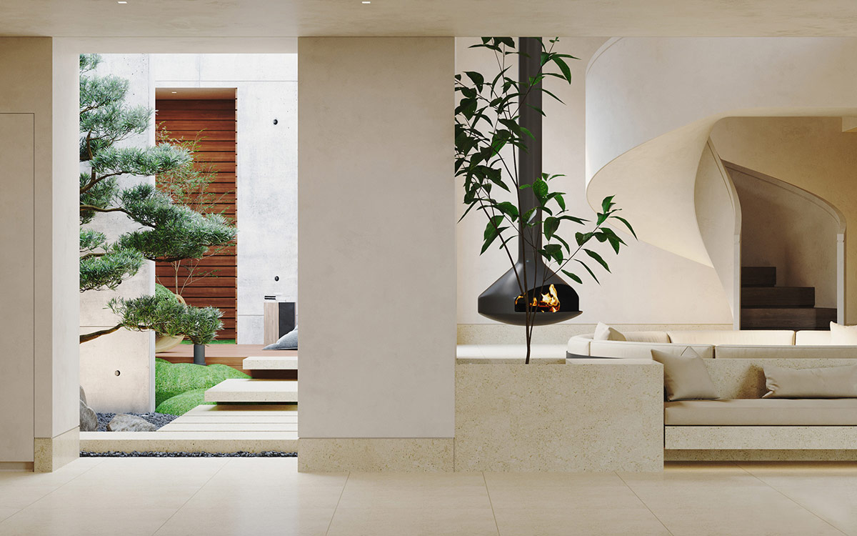 曲线美的楼梯和精致的庭院！纯粹自然的现代美宅