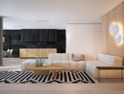 黑白浅木色 2个简约现代风格住宅设计16设计网精选