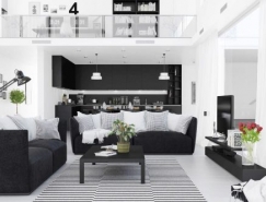 30个黑白配色的现代客厅设计16图库网精选