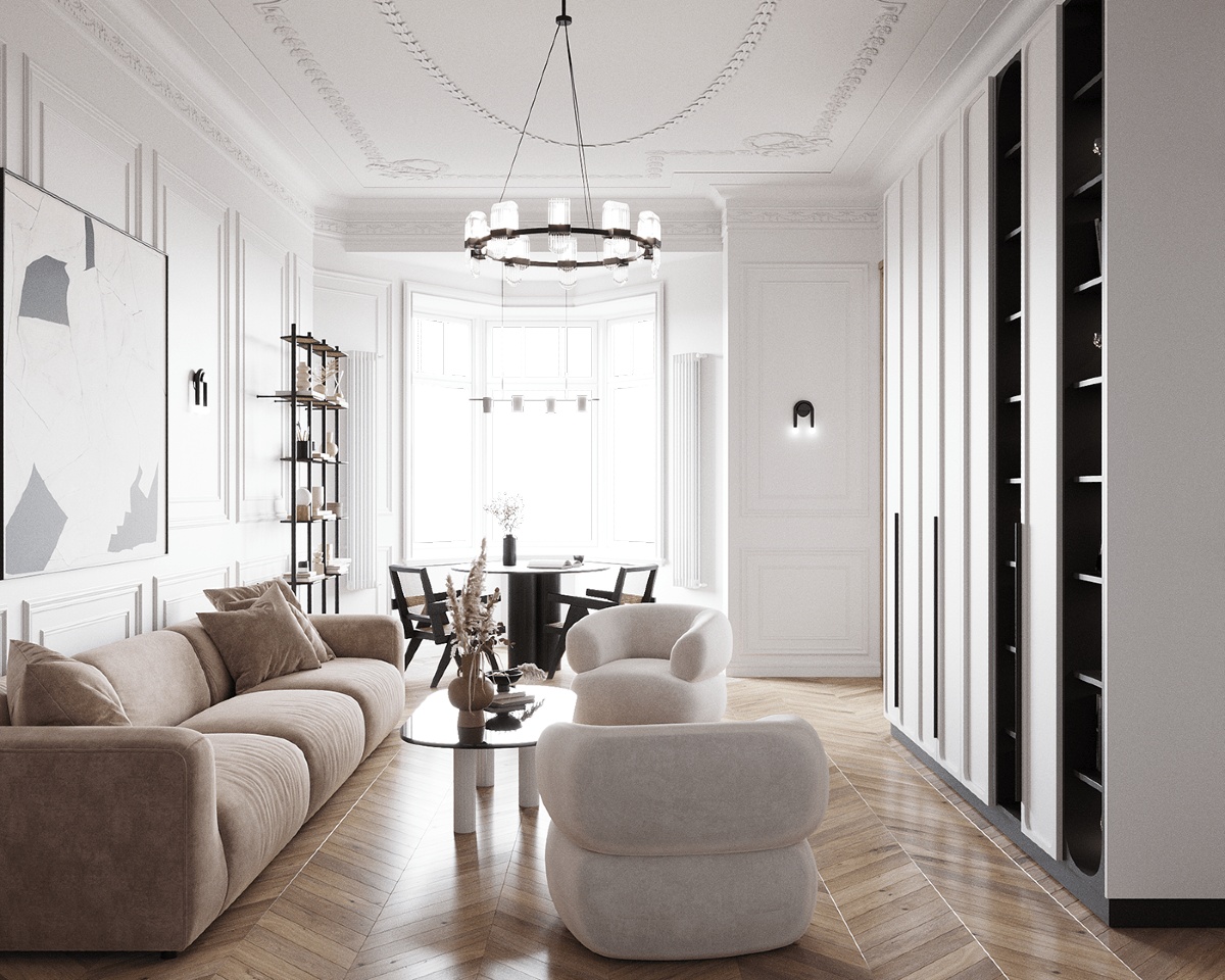 新古典主义风格的精致公寓设计