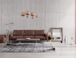 搭配棕色沙发打造高雅客厅设计普贤居素材网精选