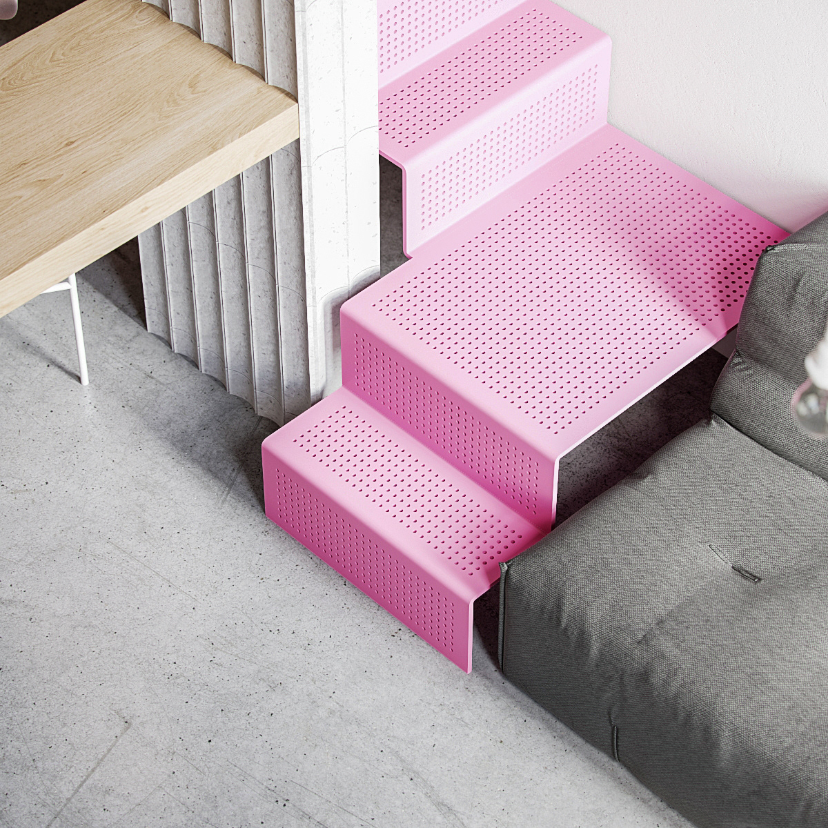 柔和的粉红色调：70平精致小宅设计
