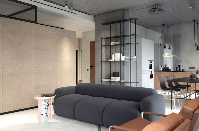 混凝土工业风的莫斯科PP4现代公寓设计