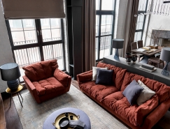 灰色系空间的红色点缀：3个现代家居室内装饰设计16图库网精选