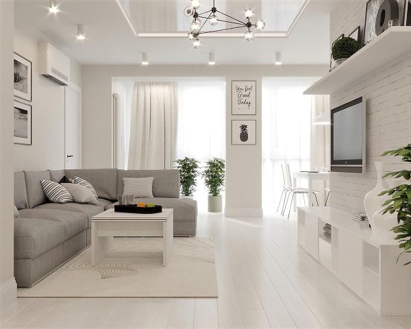 灰白配色的极简风格的公寓装修设计