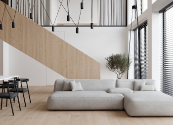 黑白灰+木质，营造现代舒适的家居空间普贤居素材网精选