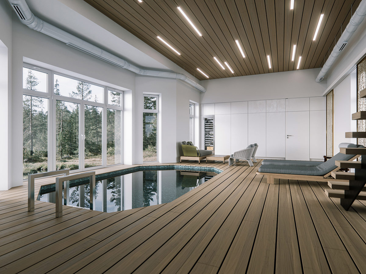 拥有室内游泳池和SPA：俄罗斯现代风格乡间别墅