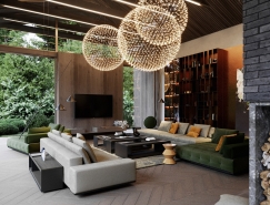 绿色环绕的高端奢华的现代豪宅设计普贤居素材网精选