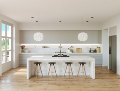 漂亮的灰和白：30个厨房设计欣赏普贤居素材网精选