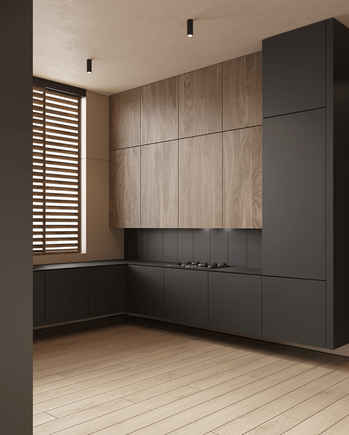 酷黑搭配木质色调：瑞典现代豪华公寓
