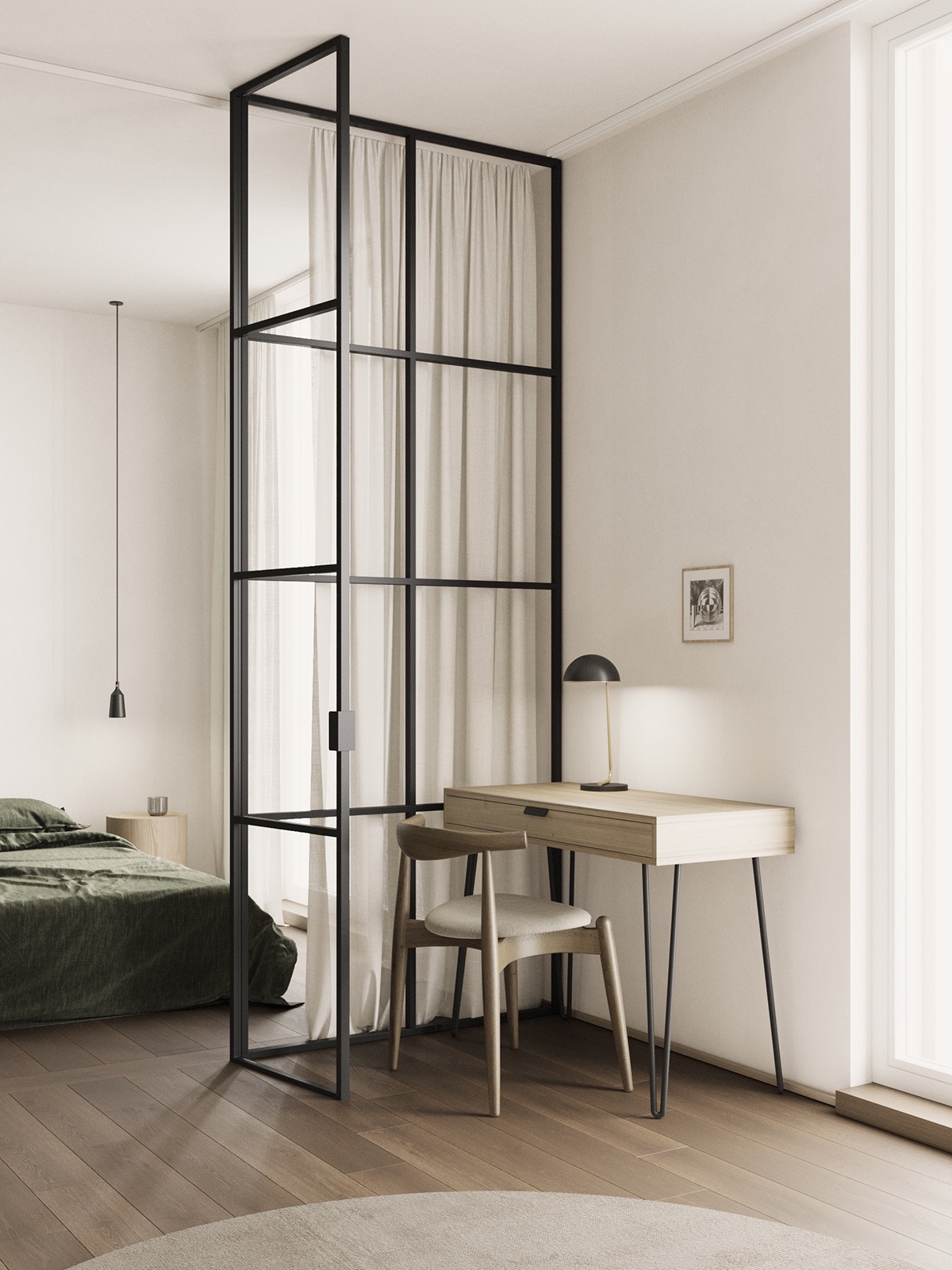 3个使用玻璃墙卧室的小公寓装饰设计