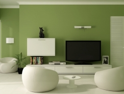 30个漂亮的绿色系客厅设计素材中国网精选