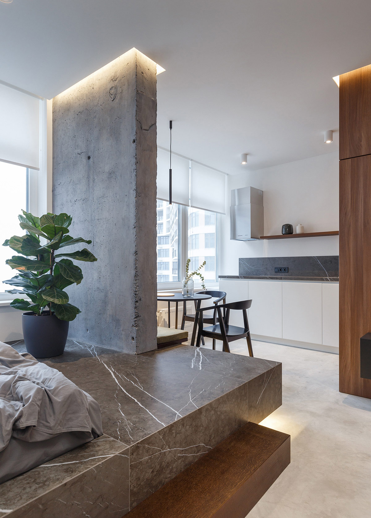 木质和混凝土融合 工业风的时尚小公寓