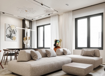 彩色艺术元素! 宁静的灰白色现代家居空间设计普贤居素材网精选