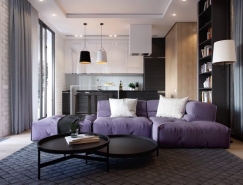 现代配色方案的一居室公寓设计16设计网精选