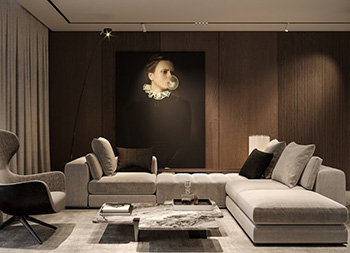 高级灰+轻奢，156平优雅舒适的现代住宅设计普贤居素材网精选