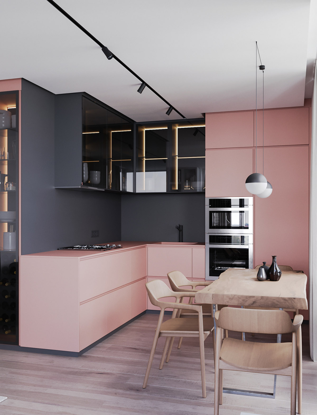 粉色和灰色搭配的个性住宅装修设计